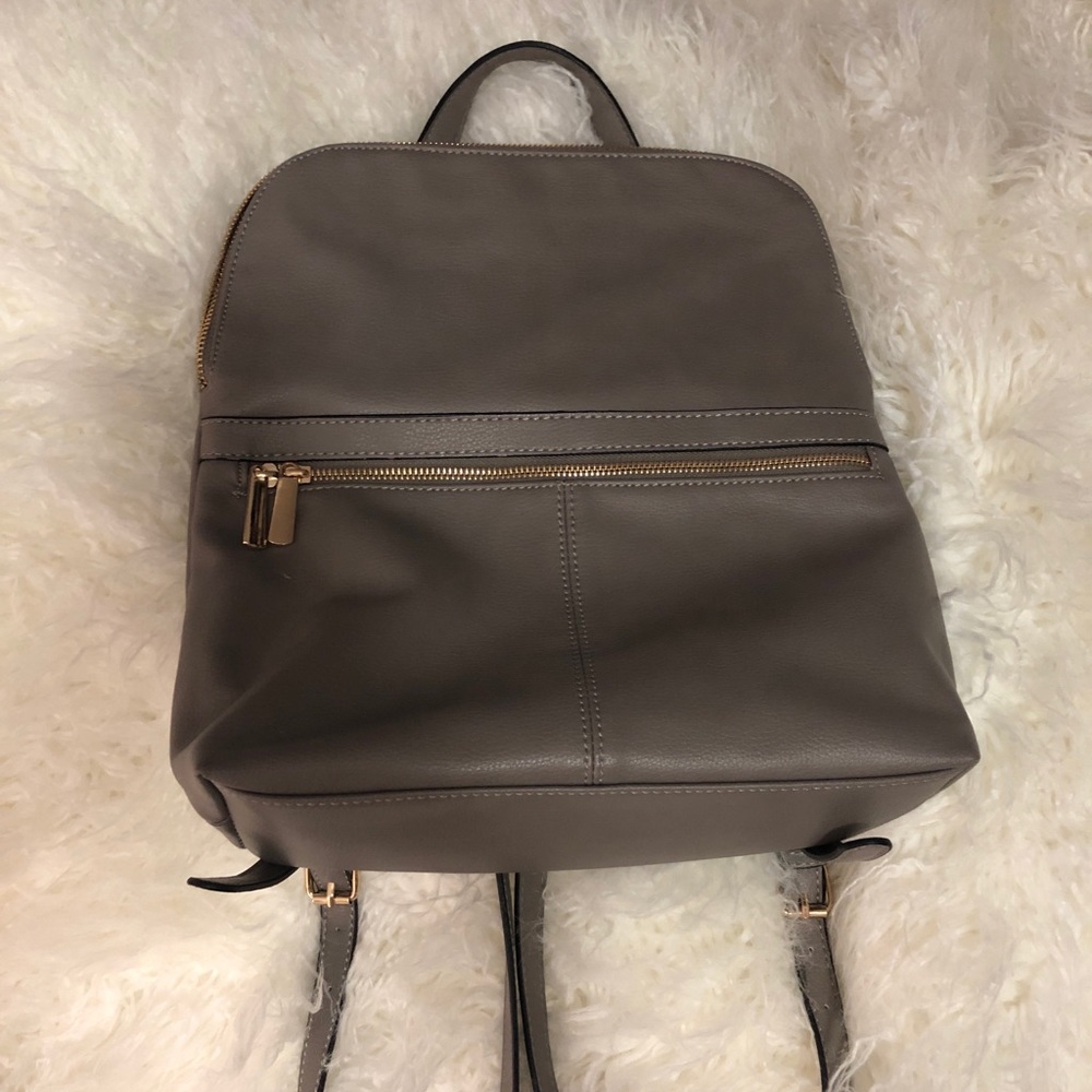 Gray faux leather medium backpack